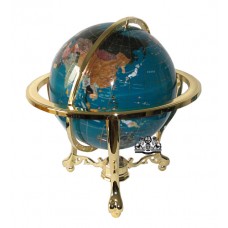Unique Art 21-Inch Tall Turquoise Ocean Table Top Gemstone World Globe with Gold Tripod   